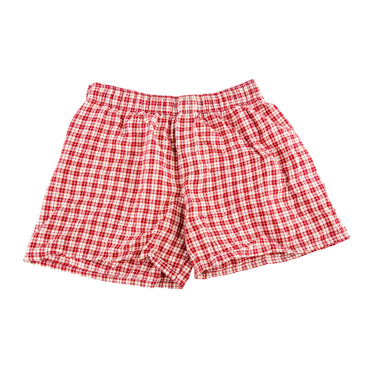 Red Plaid Camp Shorts